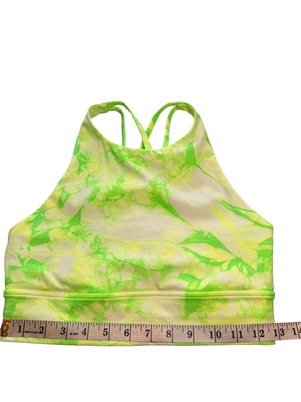 Lululemon Energy Bra High Neck Long Line Shibori Medium Support Neon Green 8 B-D - Picture 6 of 7